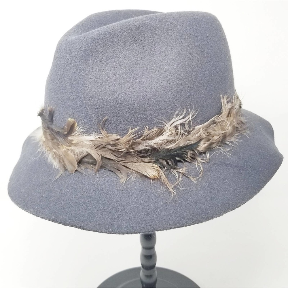Hat Attack Gray Wool Fedora With Feather Band - image 1